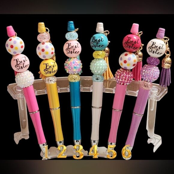 New! Custom Made Beautiful Best Sister Beaded Pen w/Free In… - Picture 1 of 2